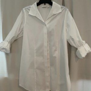 Women's Tunic White Button-Down Shirt